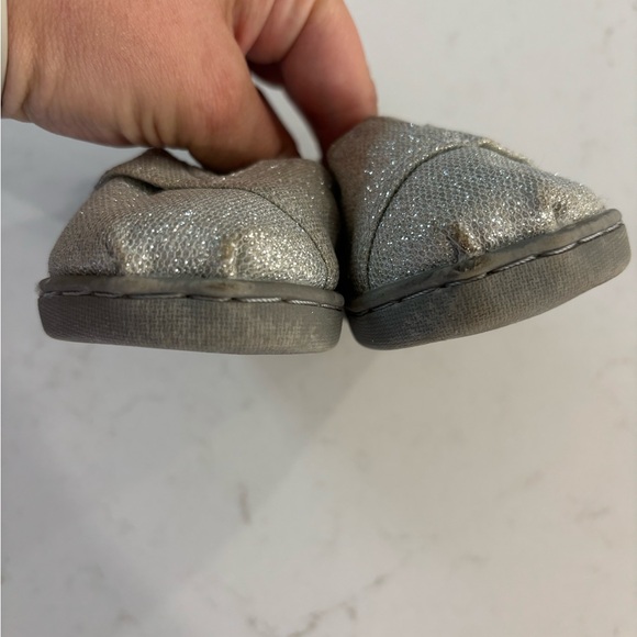 TOMS tiny Alpargatas baby Velcro shoes silver glitter size T3 (fits 6-12m) - Picture 5 of 7